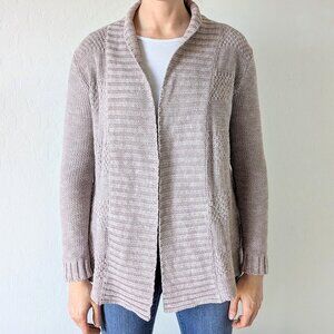 Honey Punch Open Front Cardigan Sweater, Women's Size Small, Beige, Shawl Collar